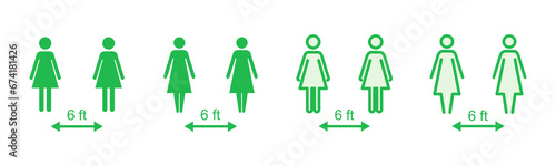 Social distancing icon set. social distance icon. self quarantine sign