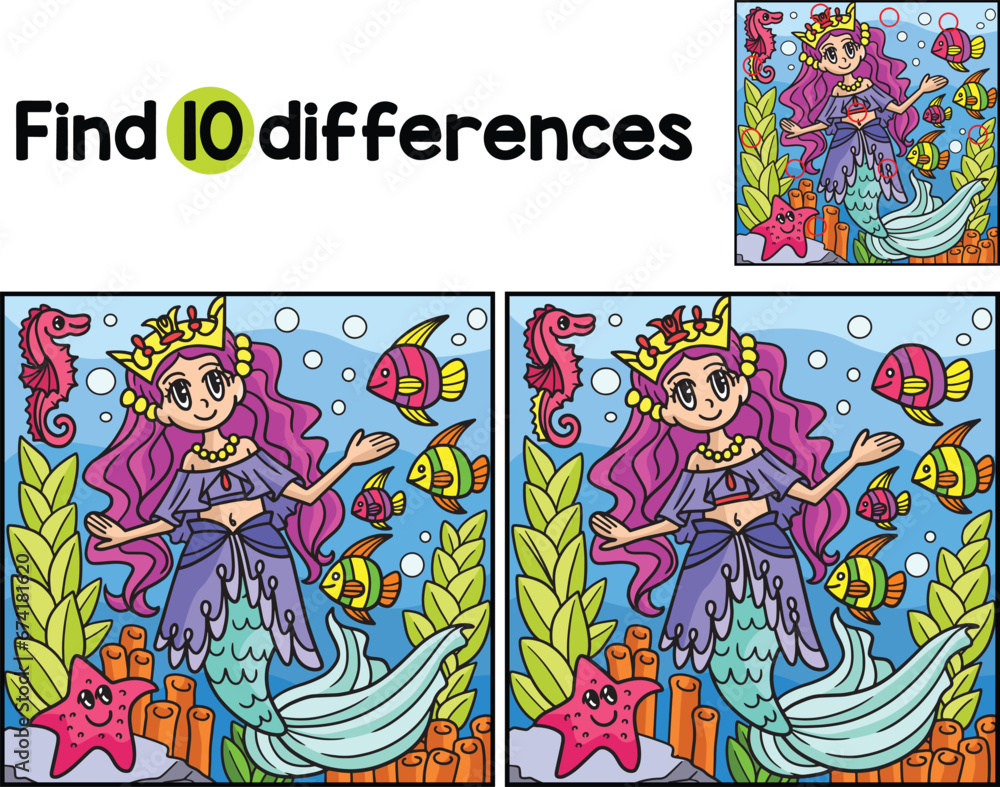 Mermaid Princess Find The Differences Mermaid Princess Find The Differences