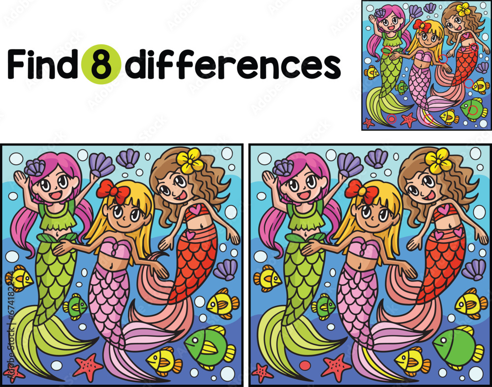 Mermaid With Friends Find The Differences