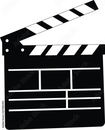 Cartoon Black and White Isolated Illustration Vector Of A Movie Clapper Board