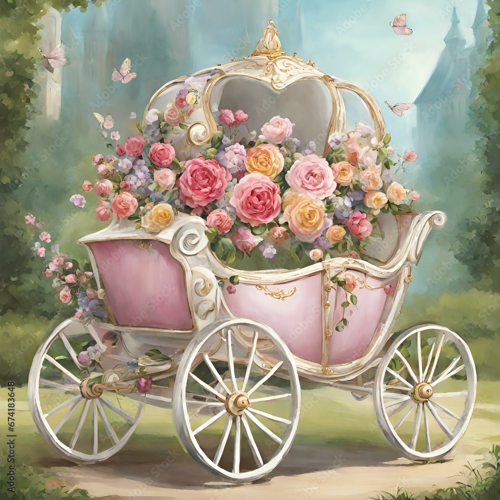 carriage with flowers
generative AI
