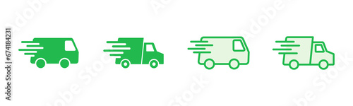 Fast shipping delivery truck icon set. Delivery truck icon. fast delivery icon photo