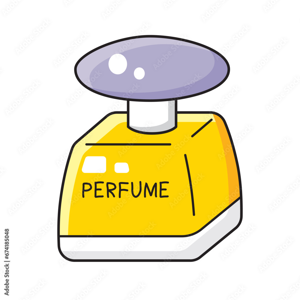 Yellow perfume bottle isolated vector illustration