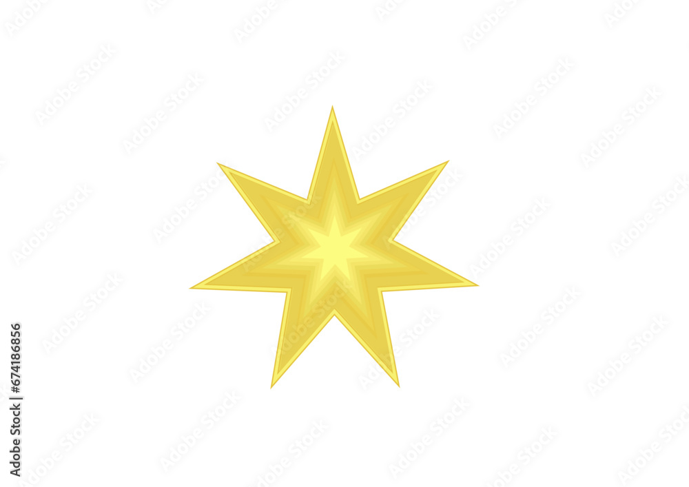 siebenstrahliger goldener stern für advent oder weihnachten, modernes abstraktes 3d-design, schmuck, dekor, siebenstrahliger goldener stern für advent oder weihnachten, modernes abstraktes 3d-design, schmuck, dekor,