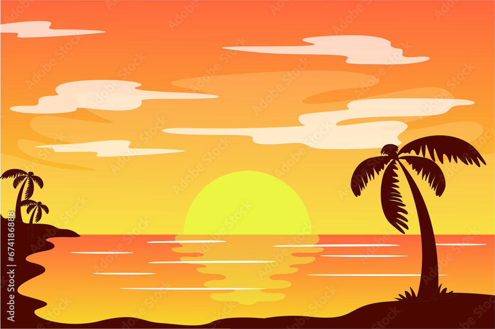 Background of Beautiful Sunset View on the Beach