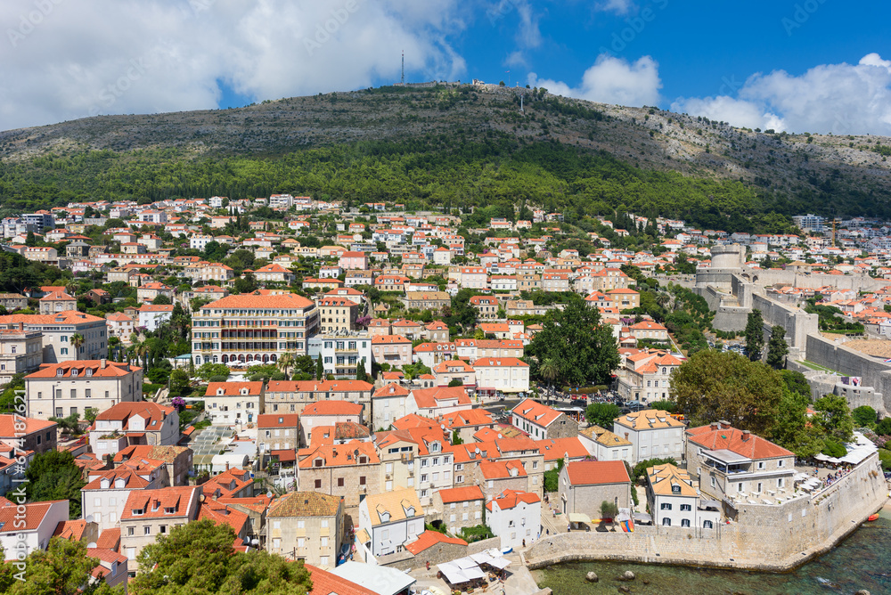 Dubrovnik, Croatia - August 03,2023: View at famous travel destination city of Dubrovnik, Dalmatia, Croatia, Europe. Old town of Dubrovnik