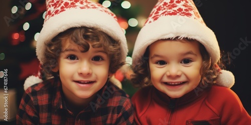 Happy joyful Christmas children. Winter season