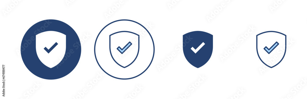 Shield check mark icon vector. Protection approve sign. Insurance icon Shield check mark icon vector. Protection approve sign. Insurance icon