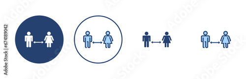 Social distancing vector. social distance sign and symbol. self quarantine sign