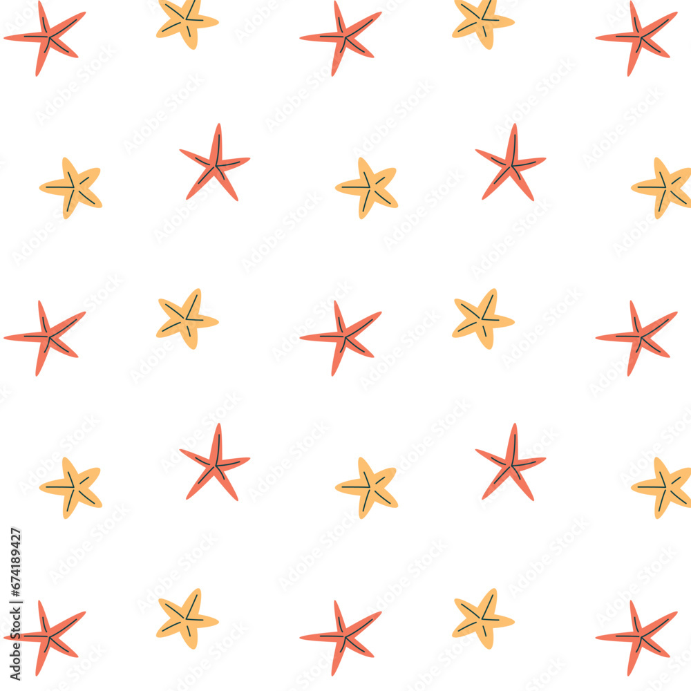 starfish pattern on a transparent background, vector marine graphics, minimalist design.
