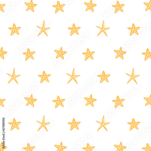 pattern of sea yellow stars on a transparent background  vector marine graphics  minimalist design.