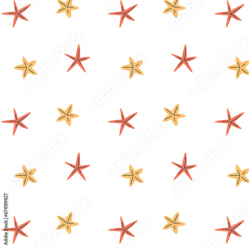 starfish pattern on a transparent background  vector marine graphics  minimalist design.