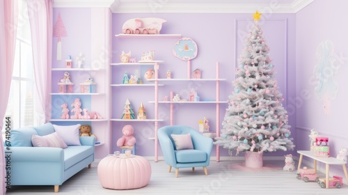 Christmas tree in the room background