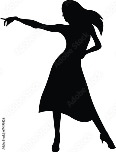 Cartoon Black and White Isolated Illustration Vector Of A Woman Dancing
