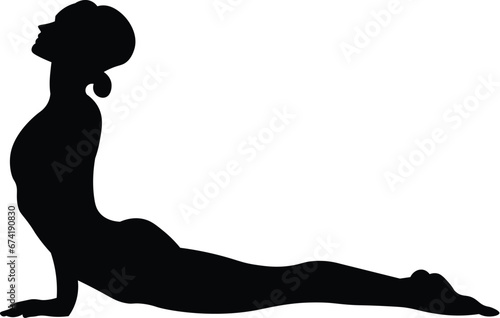 Cartoon Black and White Isolated Illustration Vector Of A Woman In A Yoga Pose Stretching