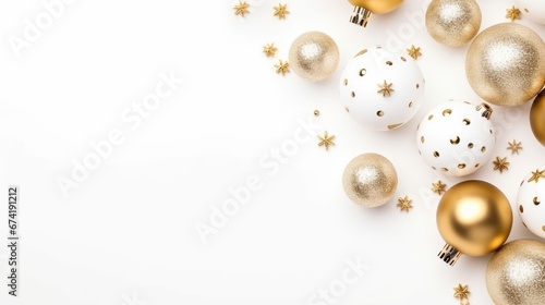 Merry Christmas and Happy New Year. Christmas background with decorative holiday decorations