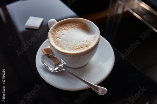Coffee cup on table