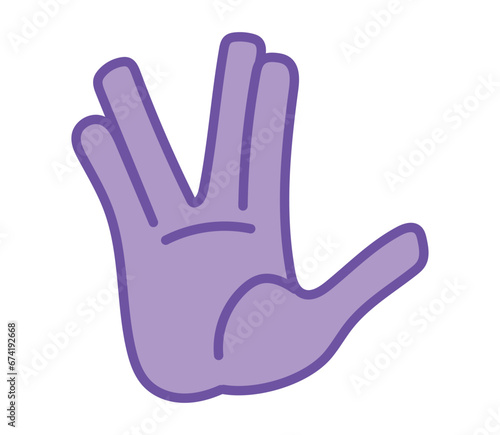 vulcan gesture in purple hand