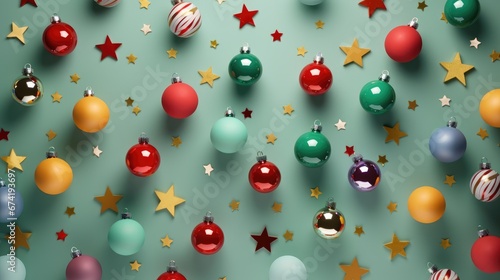 Merry Christmas and Happy New Year. Christmas background with decorative holiday decorations