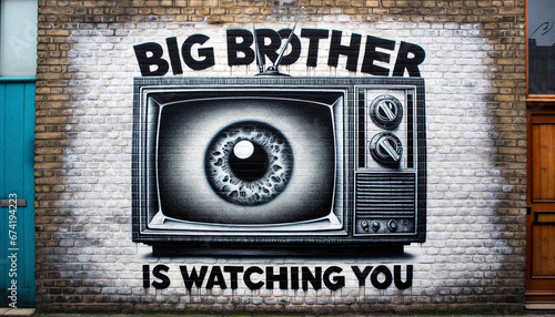 AI-Generated Graffiti: Big Brother's Surveillance Dystopia