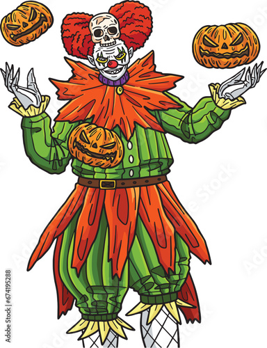 Halloween Clown Cartoon Colored Clipart 