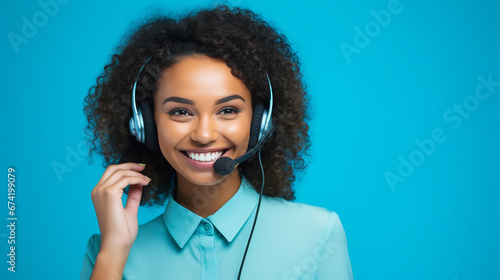 Kundenberater mit Headset vor blauem Hintergrund