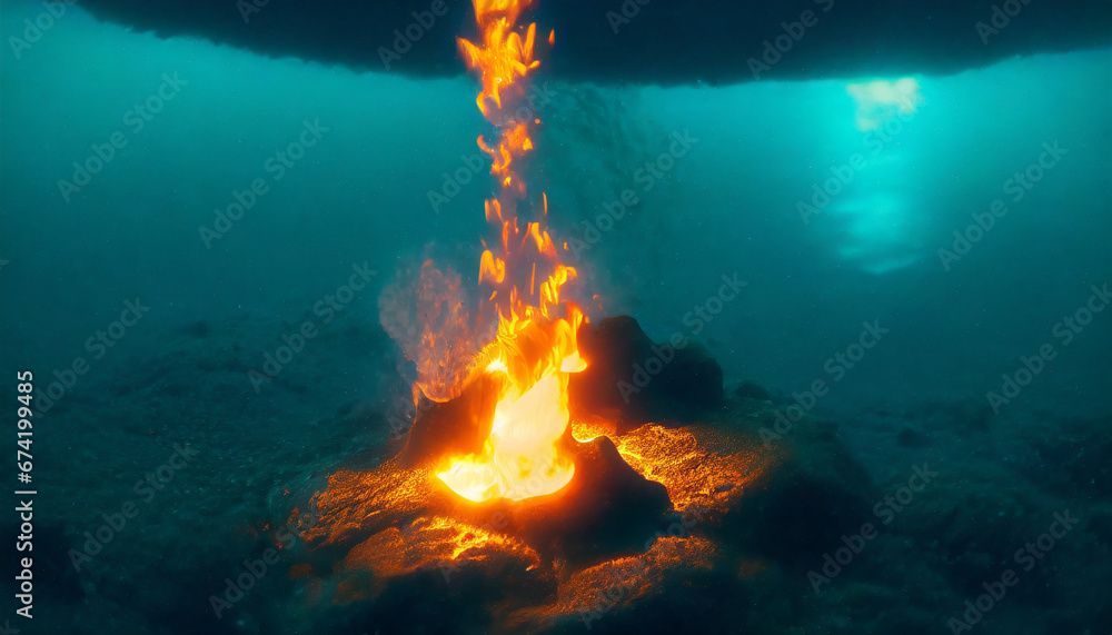 Flames burning in the water 01