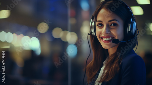 Frau mit Headset im Office Kundenservice Callcenter