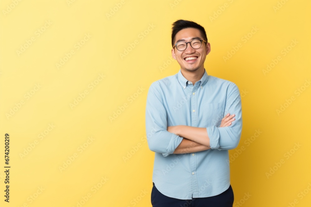 Asian man smiling standing portrait Asian man smiling standing portrait