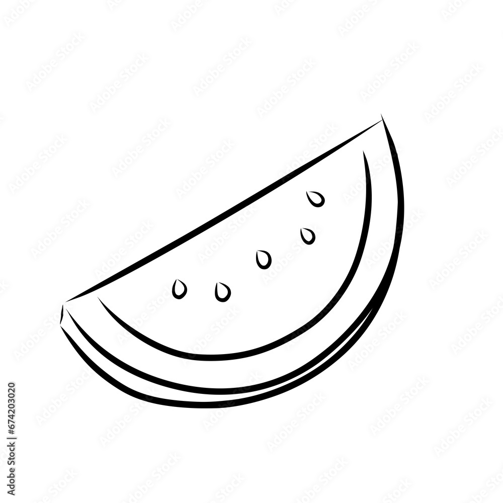 illustration of a watermelon, slice of watermelon, line art of watermelon illustration of a watermelon, slice of watermelon, line art of watermelon