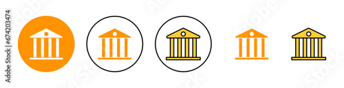 Bank icon set for web and mobile app. Bank sign and symbol, museum, university