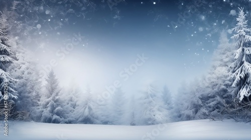 Winter landscape with trees, Tree in snow, Landscape with snow, A magical winter forest scene with snow-covered trees in the corner   © VisionCraft