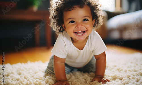 smile cute baby infant crawling photo