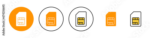 Sim card icon set for web and mobile app. dual sim card sign and symbol