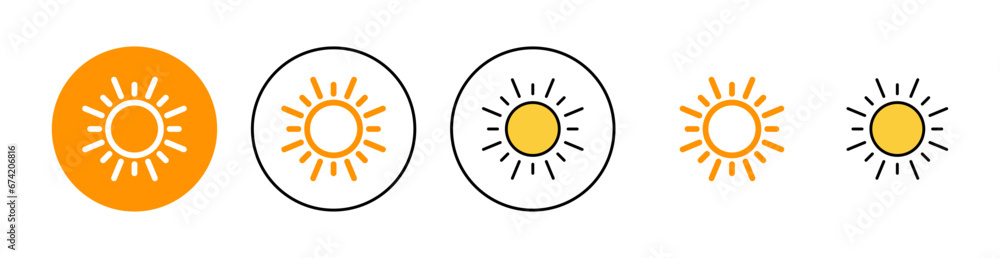 Sun icon set for web and mobile app. Brightness sign and symbol. Sun icon set for web and mobile app. Brightness sign and symbol.