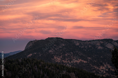 Rocky Mountain Sunset, Pink Skies at night, sailors take delight