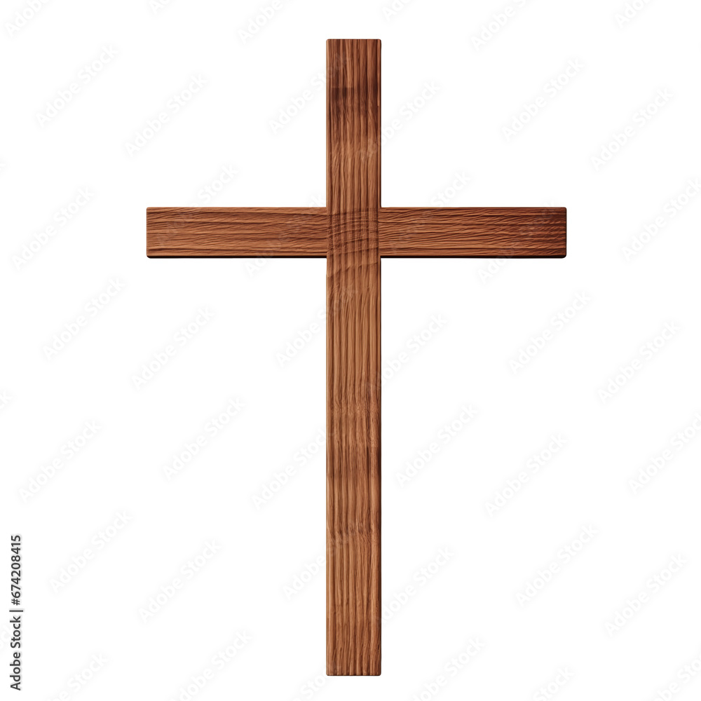 wooden cross isolated on white background