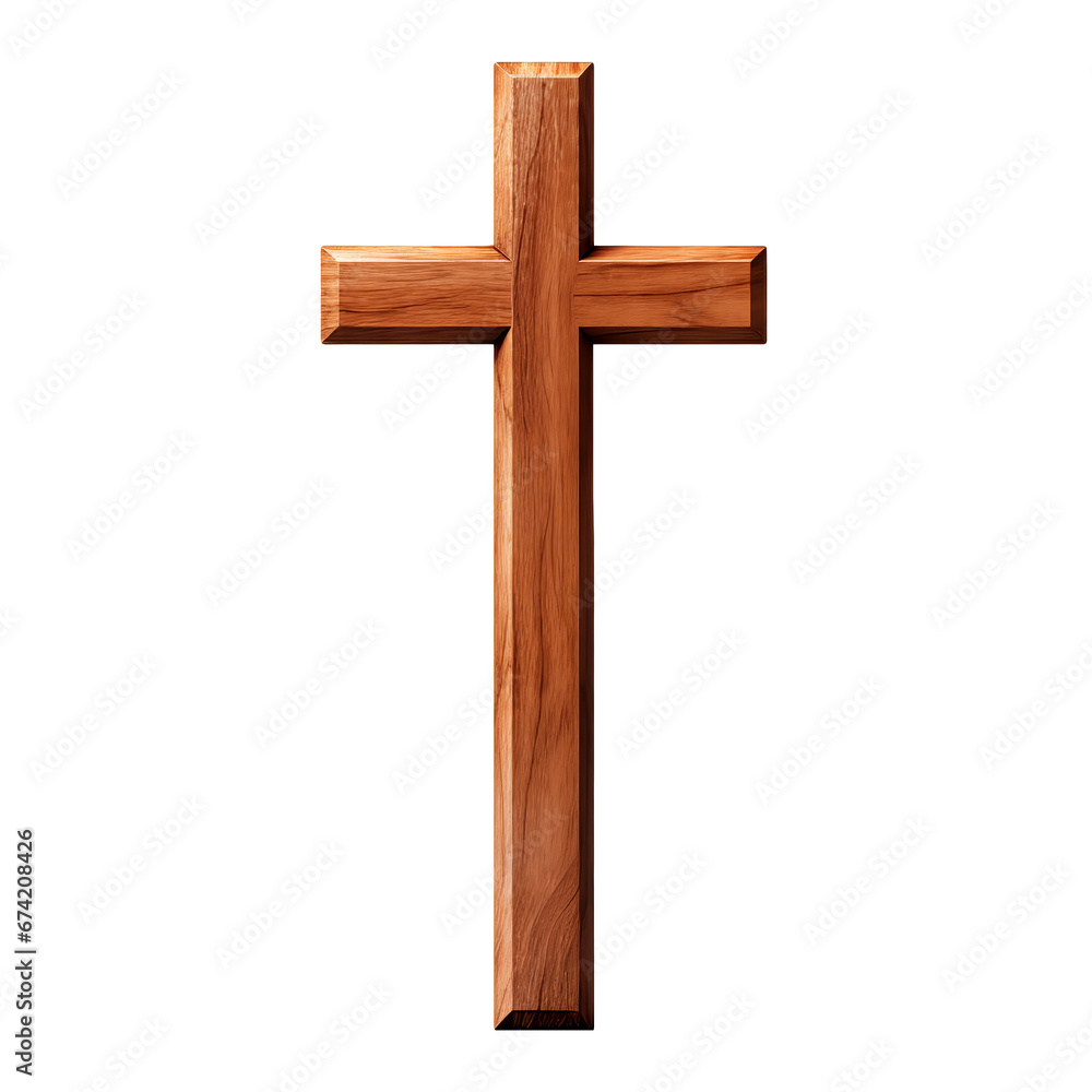 wooden cross isolated on white background