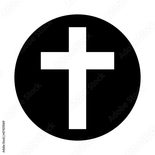 Circle Christian cross silhouette icon. Christian symbol. Vector.