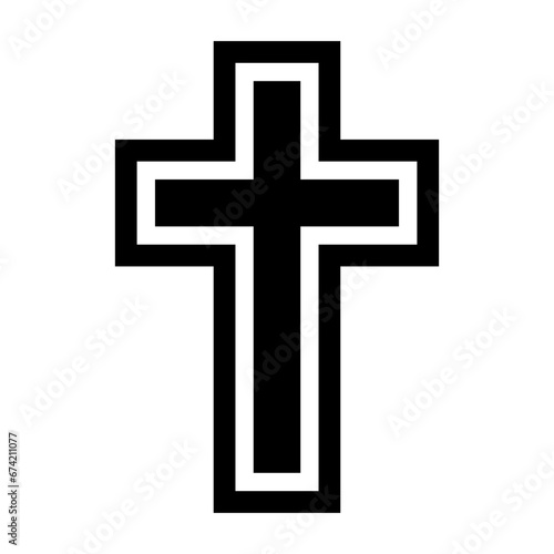 Modern Christian cross silhouette icon. Vector.