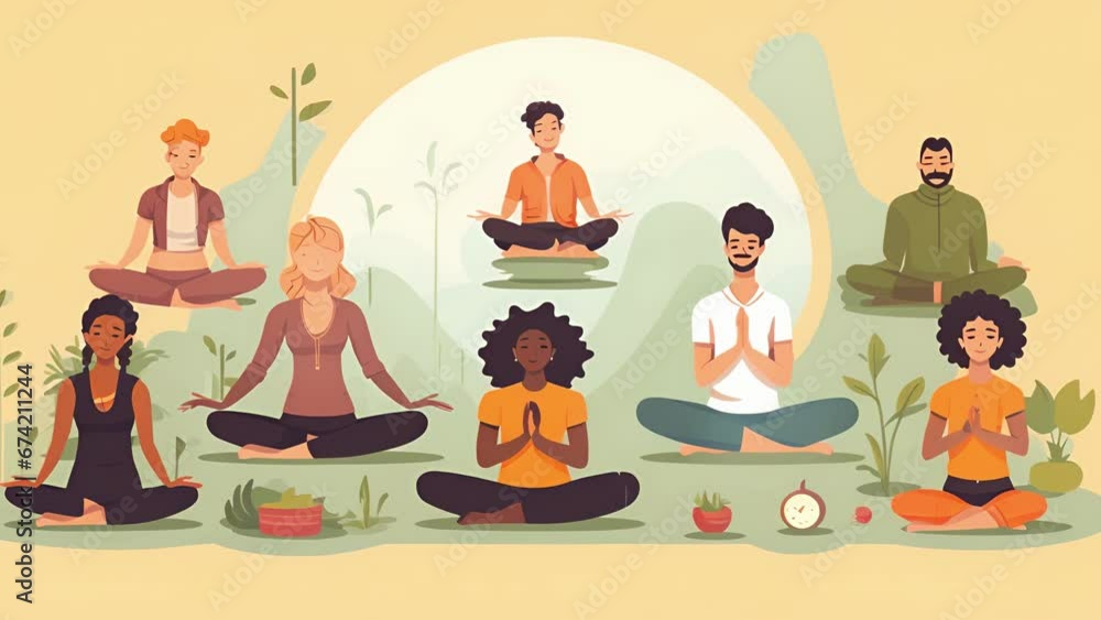 Cartoon characters participate in a mindfulness exercise, learning to focus on the present moment and observe their thoughts without judgment. Cartoon characters participate in a mindfulness exercise, learning to focus on the present moment and observe their thoughts without judgment.