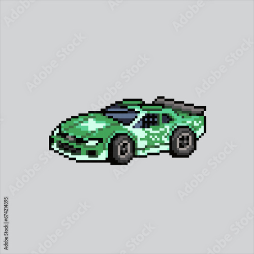 Pixel art illustration nascar race. Pixelated Nascar. Nascar race car pixelated for the pixel art game and icon for website and video game. old school retro.