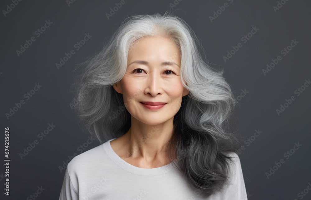 Elegant and Confident Middle-Aged Lady with Graying Hair – Studio Shot Elegant and Confident Middle-Aged Lady with Graying Hair – Studio Shot