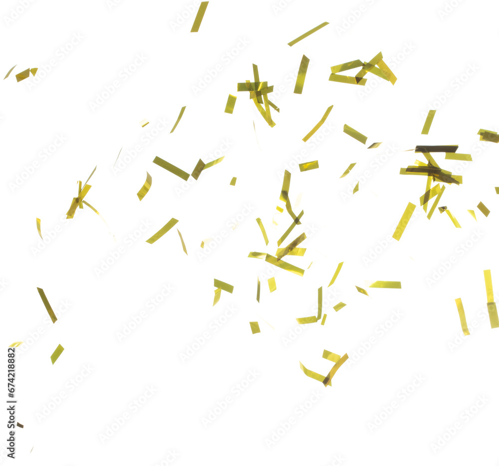 Golden Confetti Foil fall splashing in air. Gold Confetti Foil explosion flying, abstract cloud fly. Many Party glitter scatter in many group. White background isolated high speed shutter freeze Golden Confetti Foil fall splashing in air. Gold Confetti Foil explosion flying, abstract cloud fly. Many Party glitter scatter in many group. White background isolated high speed shutter freeze
