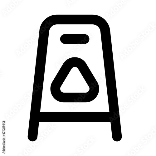 wet floor sign line icon