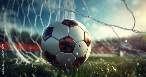 Soccer ball in goal net © Diatomic