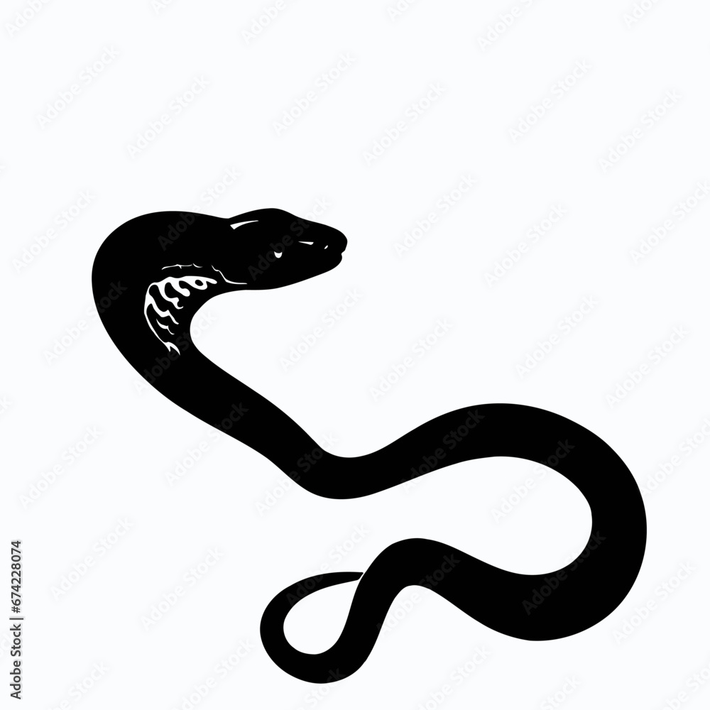 Fototapeta premium Vector Silhouette of Snake, Slithering Snake Illustration for Reptile and Wildlife Concepts
