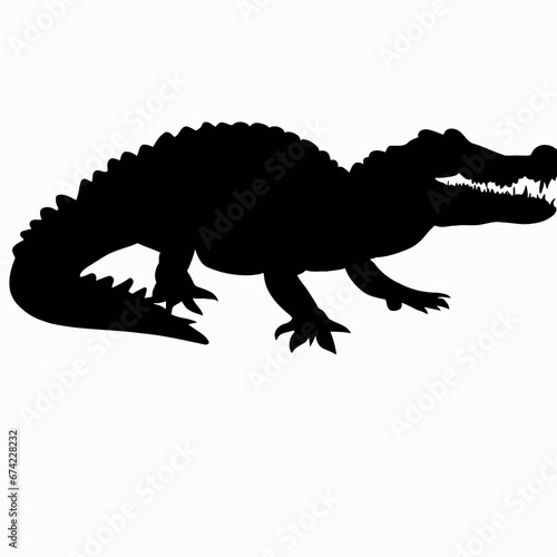 Vector Silhouette of Crocodile,alligator, Stealthy Crocodile Illustration for Nature and Wildlife Designs