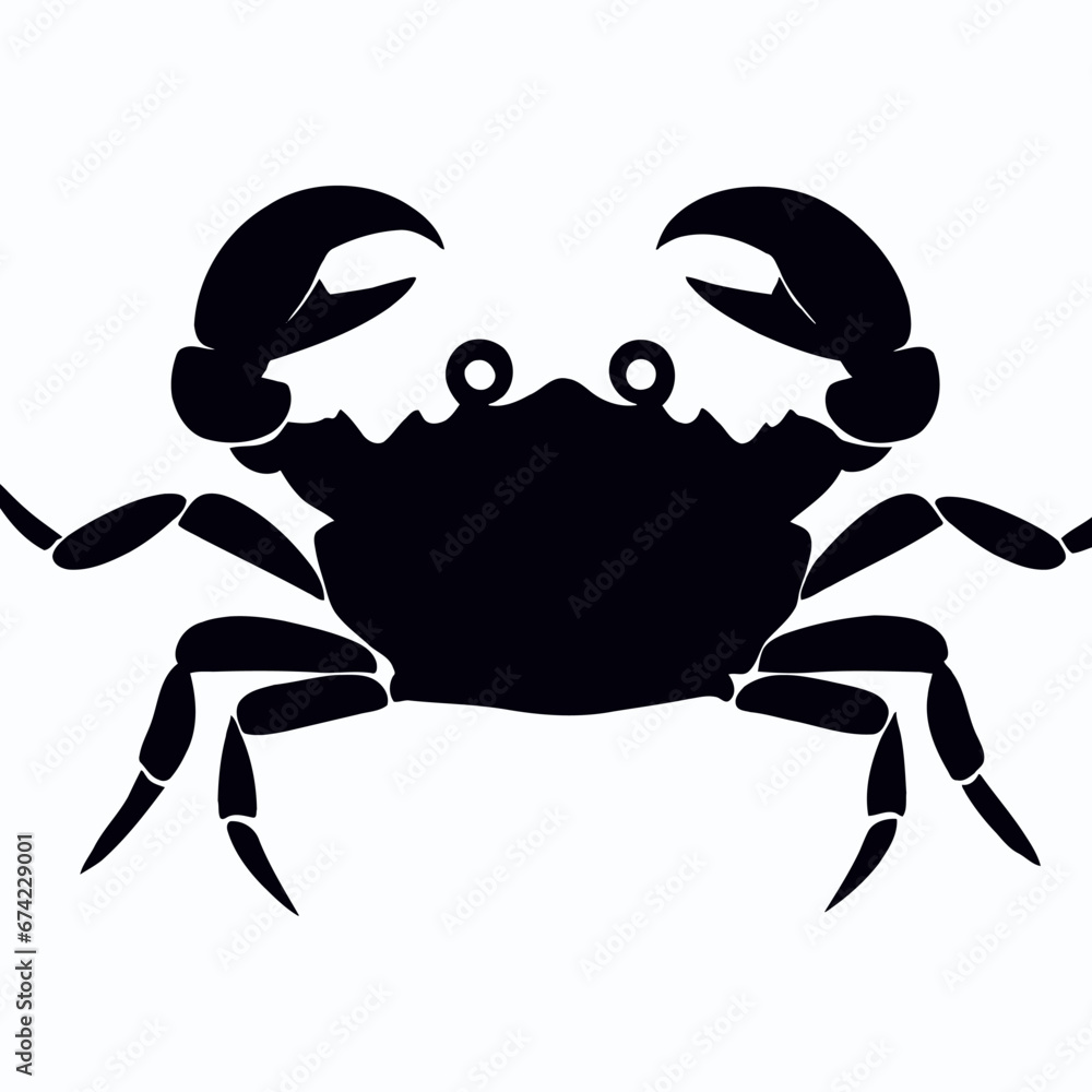 Vector Silhouette of Crab, Playful Crab Graphic for Marine and Ocean Concepts Vector Silhouette of Crab, Playful Crab Graphic for Marine and Ocean Concepts