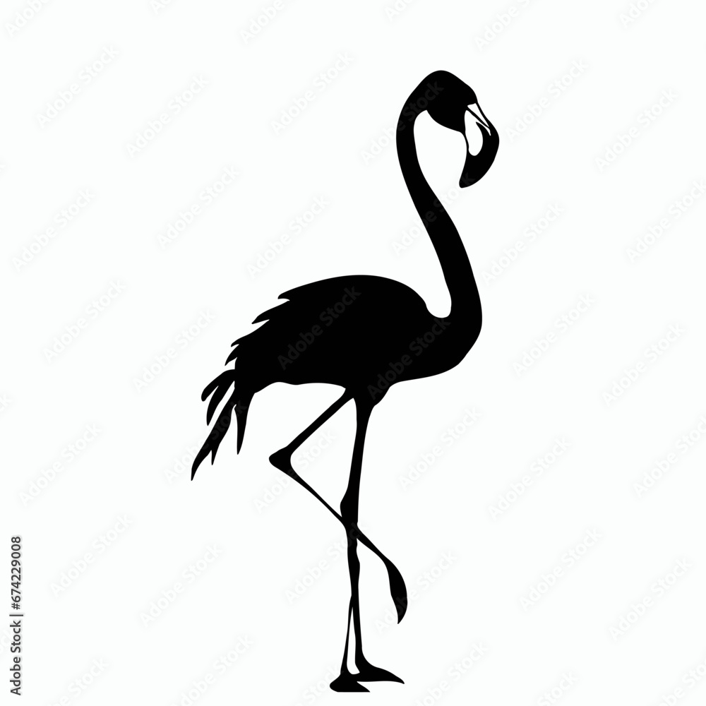 Vector Silhouette of Flamingo, Pink Flamingo Graphic for Tropical and Bird Concepts